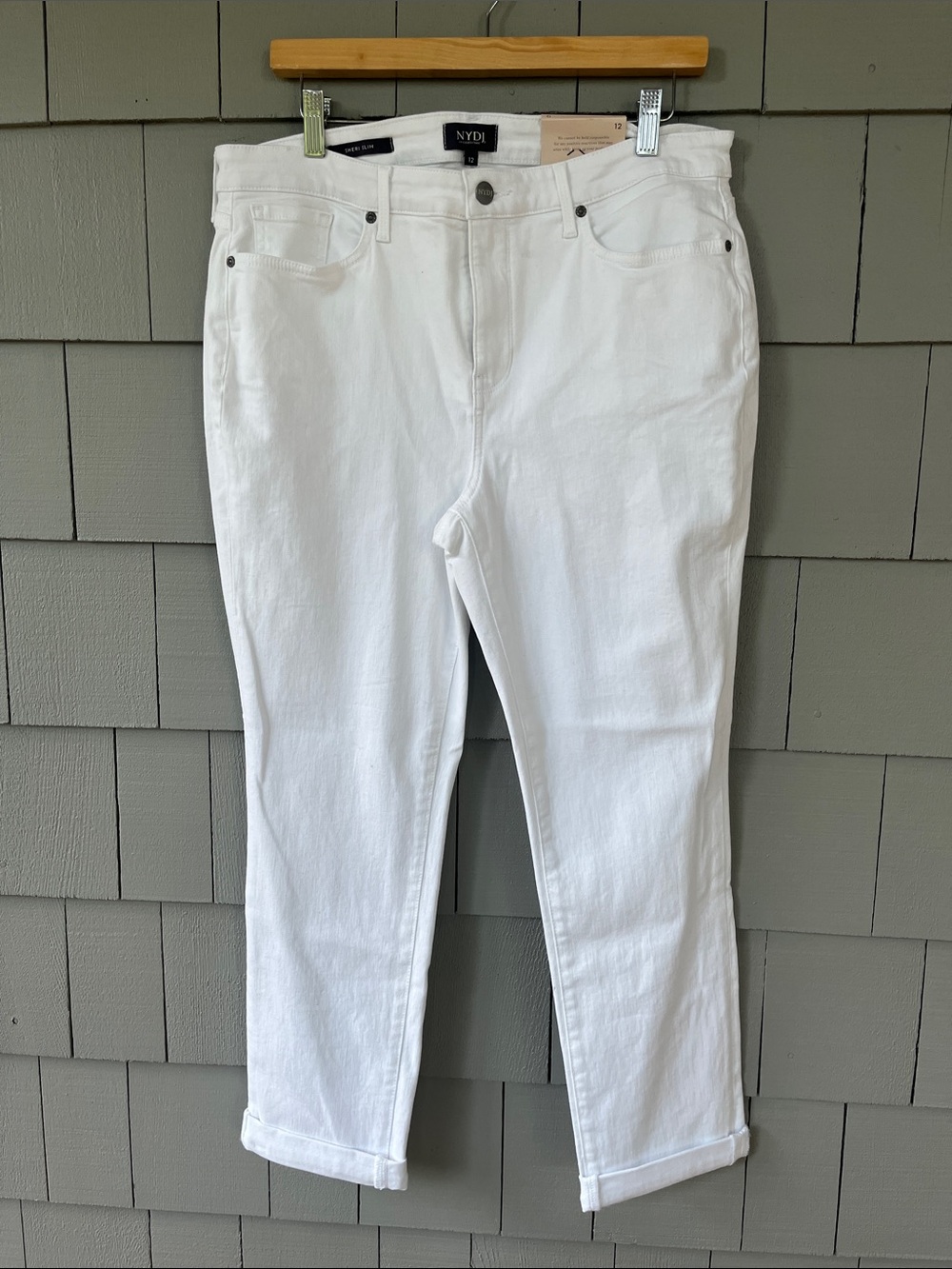 NYDJ White Ankle Straight-Leg Jeans 12